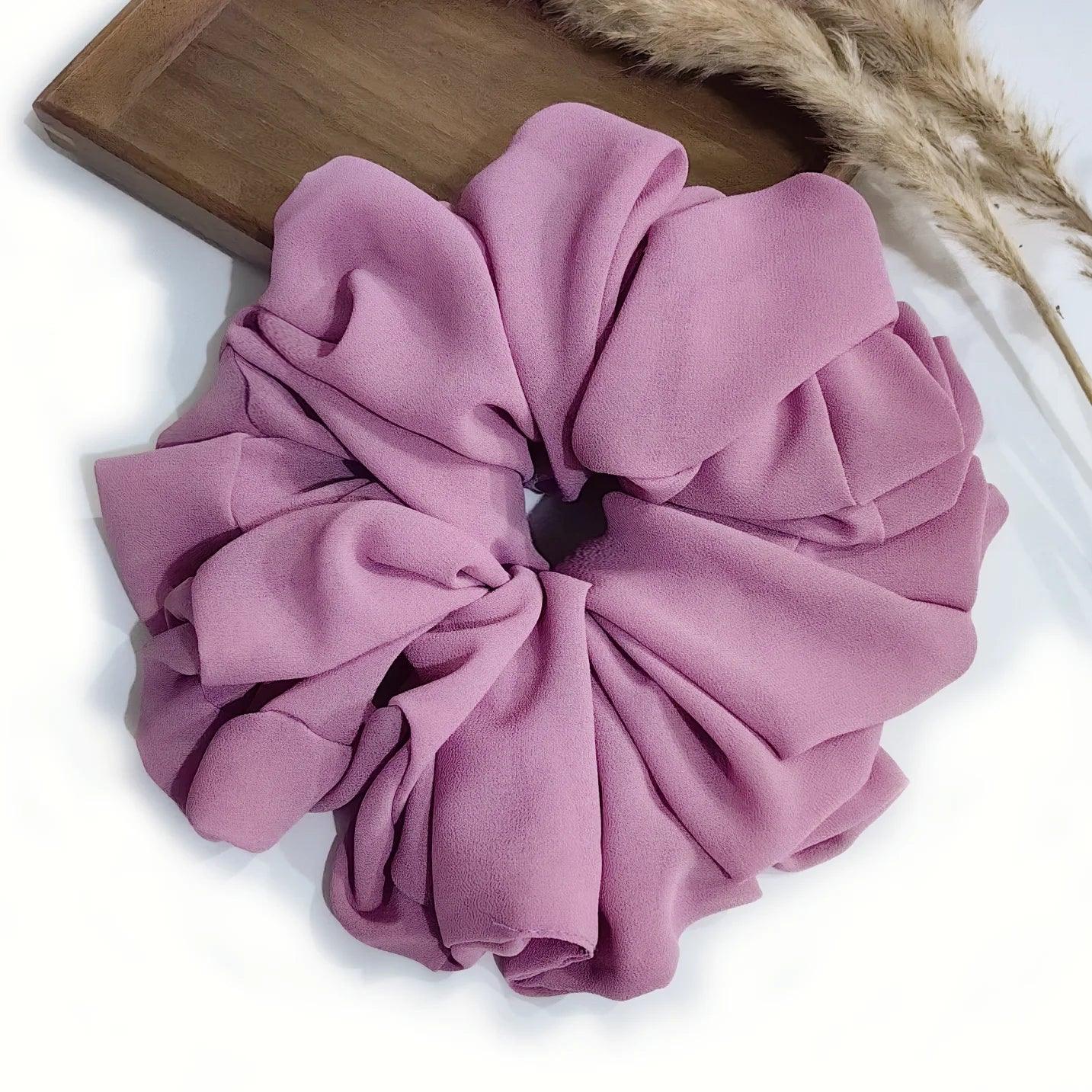 Big Size Chiffon Scrunchies For Muslim Women Custom Elastic Volumizing Oversized Neat stitching Malaysian Bunch Hair Tie