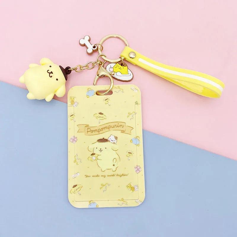 Kawaii Sanrio Cinnamoroll My Melody Anime Keychain Pendant Purin Dog Cat Cute Card Holder Plastic Lanyard Card Holders for Girl