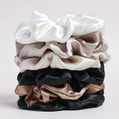 25/10//6pcs Satin Scrunchies Girls Elastic Hair Band Ponytail Holder Ties Rubber Bands Fashion Women Accessories Solid Scrunchy