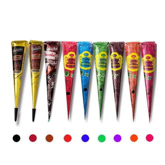 25g Multi Colors GOLECHA Cones Indian Henna Tattoo Paste For Temporary Tattoos Hand Painted Body Art Sticker Mehndi Pigment