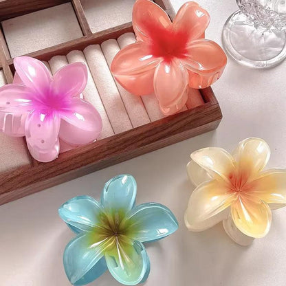 2/4/6pcs Fashion Women Flower Hair Claws Hawaiian Gradient Hair Clips Vacation Beach Style Hairpins Hair Accessories ﻿