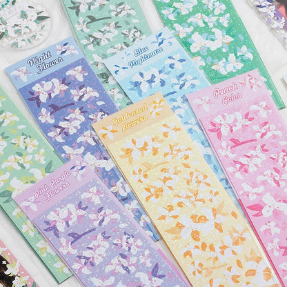 8 Sheets Kawaii Korean Lily Hologram Stickers - Decorate Kpop Toploaders Scrapbook Journals With Cute Shiny Floral Decals