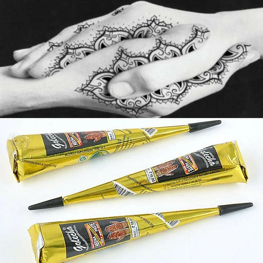 3 colors Natural Herbal Henna Cones Temporary Tattoo Body Art Paint Mehandi Ink