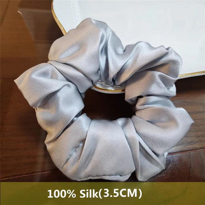 Heavyweight 100% Pure Silk Handmade Hair Scrunchies For Women Fashion Hair Ties Soft Hairbands New Girls Hair Accessoires