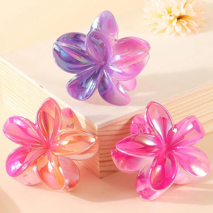 2/4/6pcs Fashion Women Flower Hair Claws Hawaiian Gradient Hair Clips Vacation Beach Style Hairpins Hair Accessories ﻿