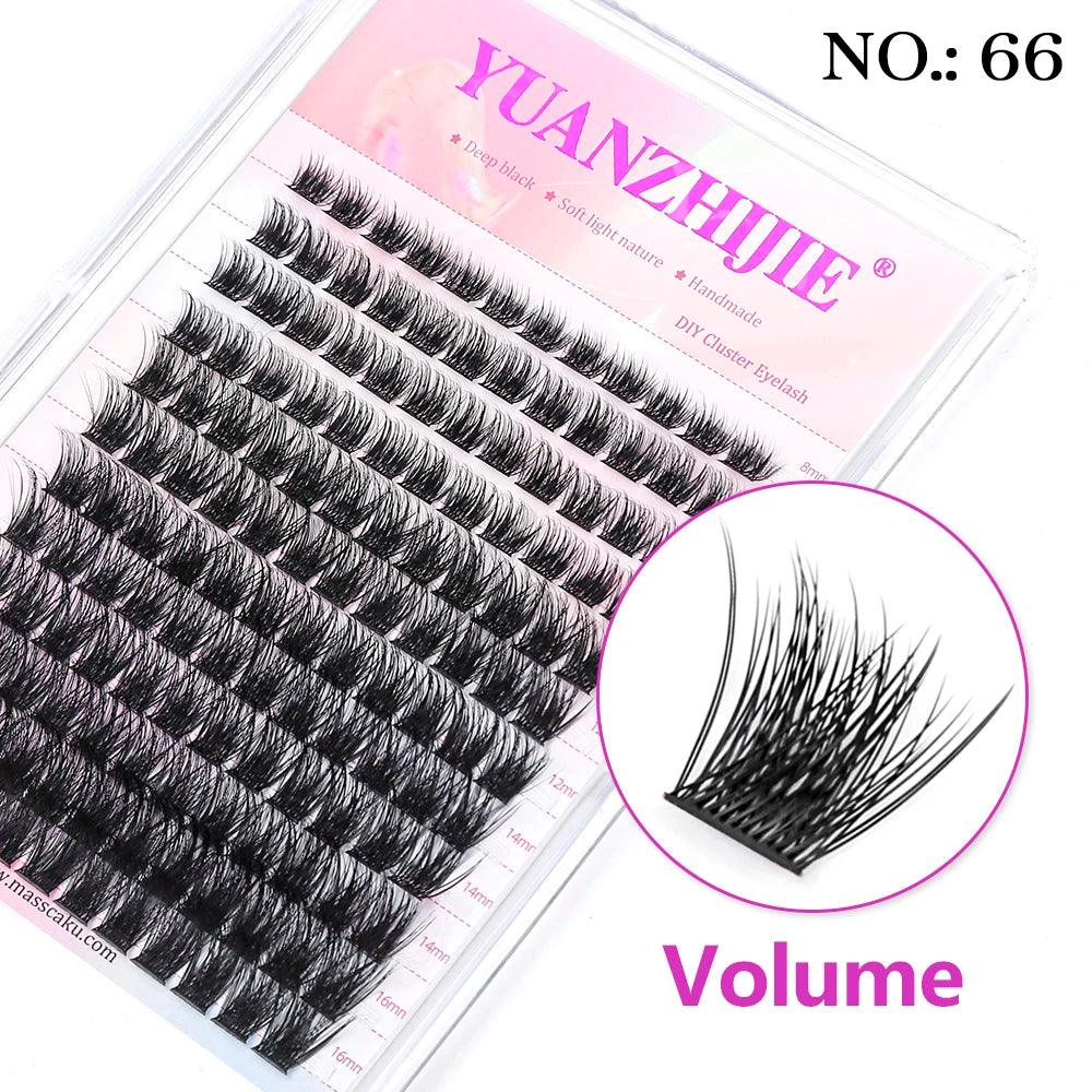 YUANZHIJIE DIY 120 PCS Cluster Lashes 3D Natural Bunch 8-16mm D Curl Segmented Beam Individual Mink Tufted Eyelash Fine Lash Tip