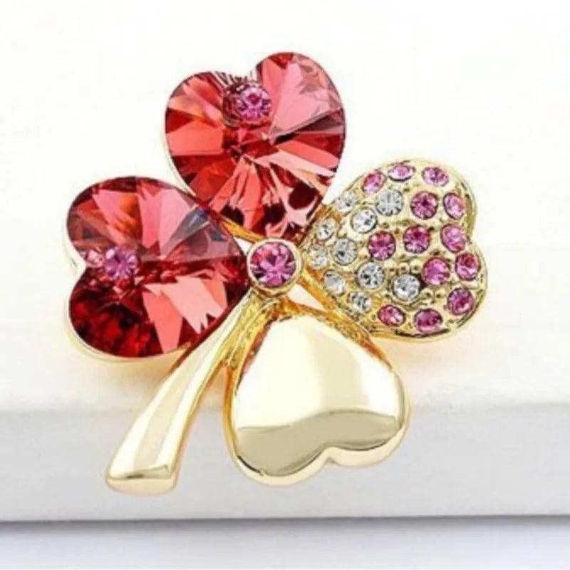 Crystal four leaf clover Brooch romantic fashion jewelry accessories charm girl lover gift summer birthday quality dropshipping