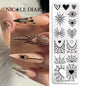 NICOLE DIARY Heart Spider Web Nail Stamping Plates Halloween Heart Line Printing Stencil Nail Arts Tool Nails Decorations Design