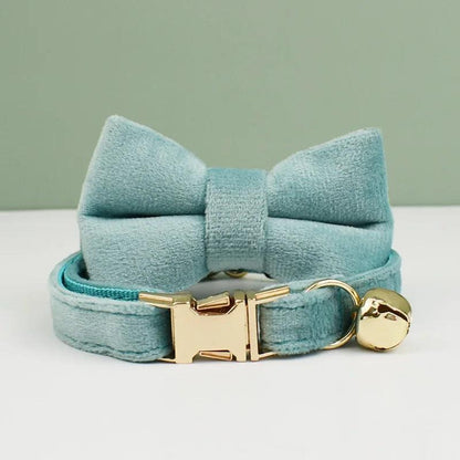 Velvet Cat Collar Bowknot Personalized Collar for cats Cat Supplies cat collar belt with bell and a bow