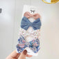 4/5Pcs Cute Baby Hairpin for Girls Print Ribbon Barrette Kids Little Hair Clip Pinches for Hair Girl Cotton Bow Hair Accessories