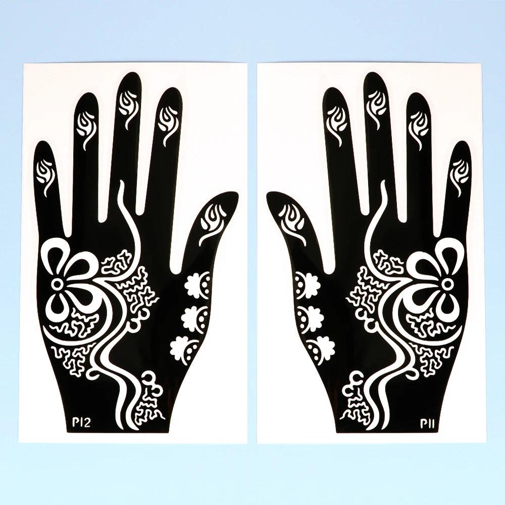 2pcs Henna Tattoo Stencils Templates For Women Temporary Tattoo Indian Fashion Flower Wedding Tattoo Supplies For DIY Body Art