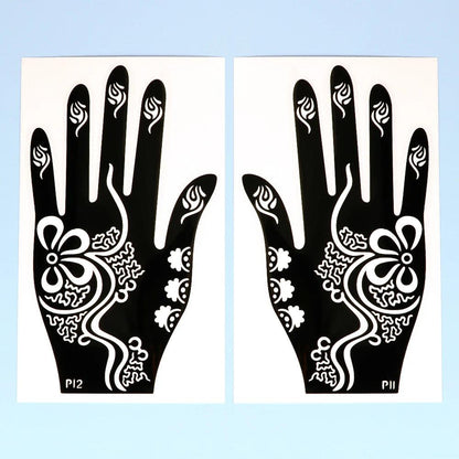 2pcs Henna Tattoo Stencils Templates For Women Temporary Tattoo Indian Fashion Flower Wedding Tattoo Supplies For DIY Body Art