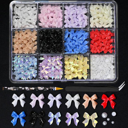 Nail Decoration Set with 1 Boxes 240Pcs Nail Art 3D Rhinestones Big Mix Sizes 3D Crystal Diamonds Metal Charms Gems Stones ,M(1)