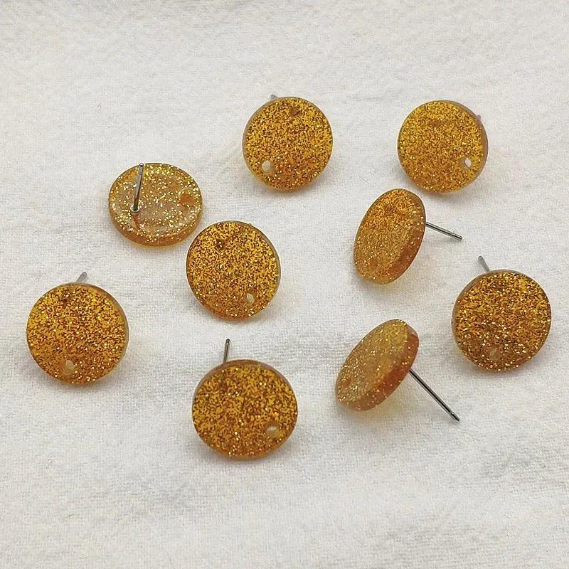 New Arrival! 14/16mm 100pcs/lot Acrylic Coin-Shape Glitter Color Earring Studs For Earrings Accessories/Parts Jewelry DIY Making