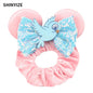 New Chic Disney Mickey Mouse Ears Hair Scrunchies Sequins 4"Bows Elastic Headband Women Velvet Girls DIY Hair Accessories Gift