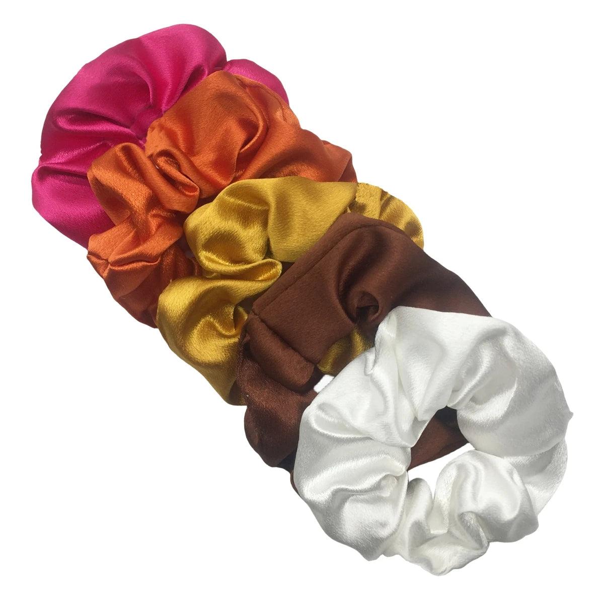 5/1pc Accessoires Women Girls Silky Satin Hair Scrunchies Solid Stretch Elastic Simple Elegant Rubber Band Ponytail Tie low cost