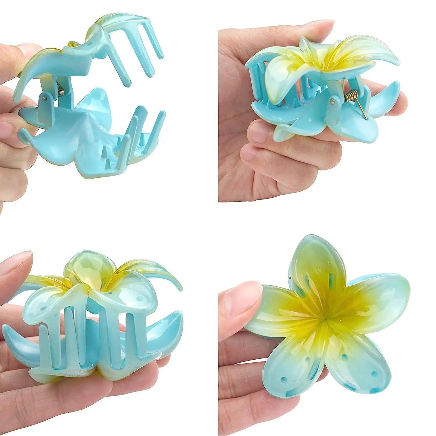 2Pcs Fashion Flower Hair Claw Clip Women Girls Shark Hair Claws Hairpin Barrettes Beach Ponytail Crab Clip Hair Accessories