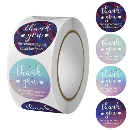 500pcs Round Labels Thank You Sticker Candy Bag Flower Cake Boxes Gift Packaging Wedding Grateful Decorative Seal Stickers