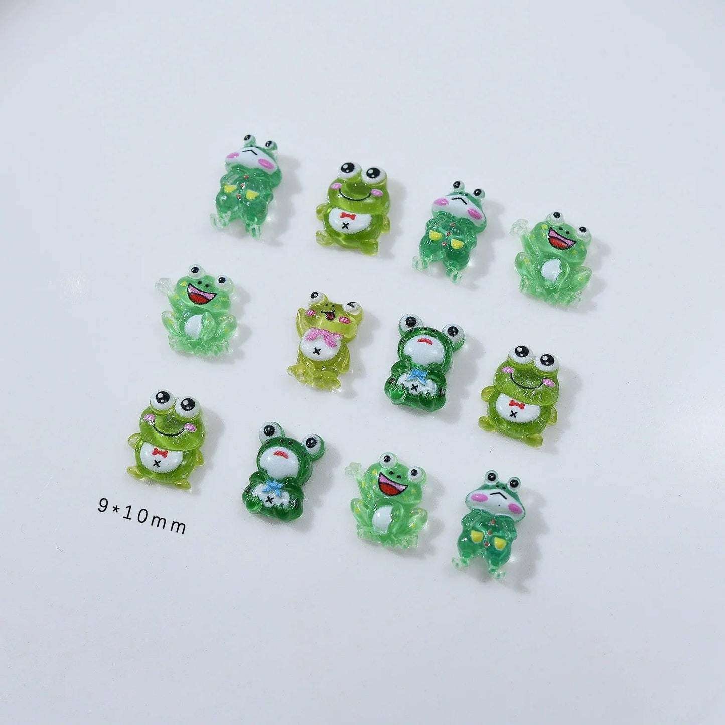 20pcs 3D Cute Funny Frog Resin Nail Art Decorations Kawaii Accessories DIY Manicure Design PartsLittle Frog Cartoon Nail Charms