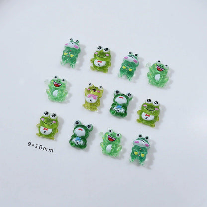 20pcs 3D Cute Funny Frog Resin Nail Art Decorations Kawaii Accessories DIY Manicure Design PartsLittle Frog Cartoon Nail Charms