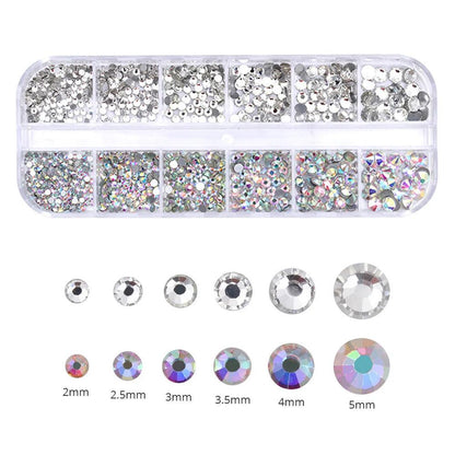 Multi-Size Nail Rhinestones 3D Crystal AB Diamonds Gems Makeup Beauty Nail Art Decorations With Picker Dotting Pen Tweezers Set