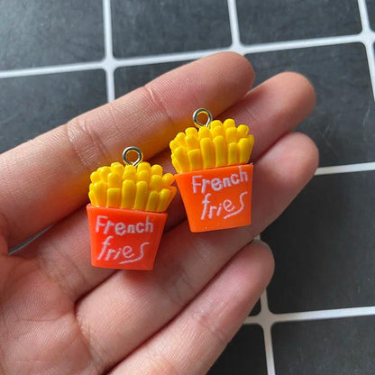 10pcs/pack Cute 3D Small Potato Chips Resin Charms Double Sided Potato Chips Food Pendants For Earring Keychain Jewelry Make DIY