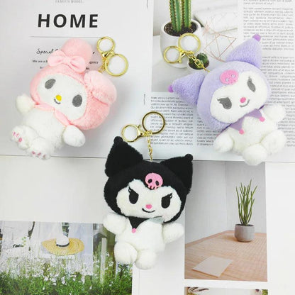 13CM Sanrio My Melody Cinnamoroll Kuromi Hello Kitty Purin Plush Anime Kawaii Plushie KeyChain Bag Decoration Doll Kids Gift Toy