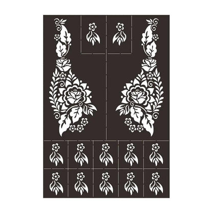 Professional Henna Stencil Temporary Hand Tattoo Body Art Sticker Template Wedding Tool India Flower Tattoo Stencil