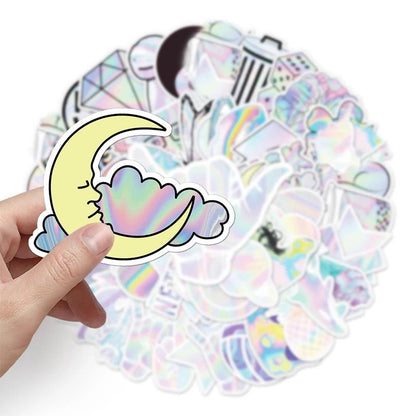 10/30/50pcs Holographic Laser Cartoon Graffiti Stickers Decals Kids Toys Laptop Guitar Notebook Phone Diary Decoration Sticker