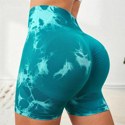 Summer Women High Waist Butt Lift Shorts Legging Seamless Leggings Fashion Tie Dye Shorts Gym Workout Running Pants