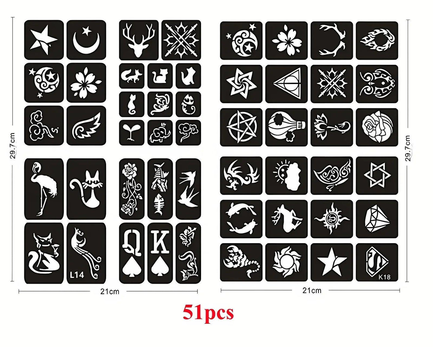 10-99pcs Henna Tattoo Stencils Kit Reusable for Men Women Kids Temporary Indian Arabian Glitter Airbrush Tattoo Template Body