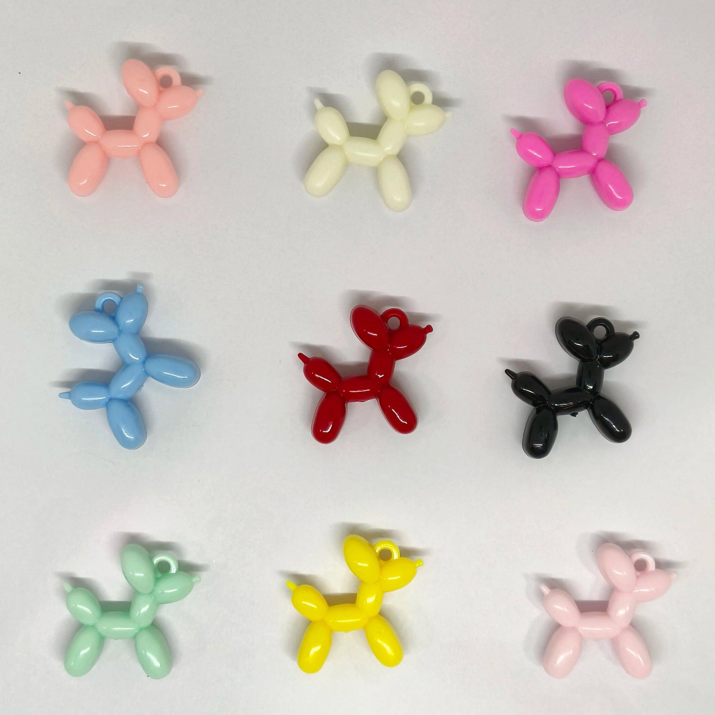 10pcs/Bag 34mm Acrylic Jelly Colorful Cartoon 3D Balloon Dog DIY Beads Keychain Phone Chain Pendant Accessories