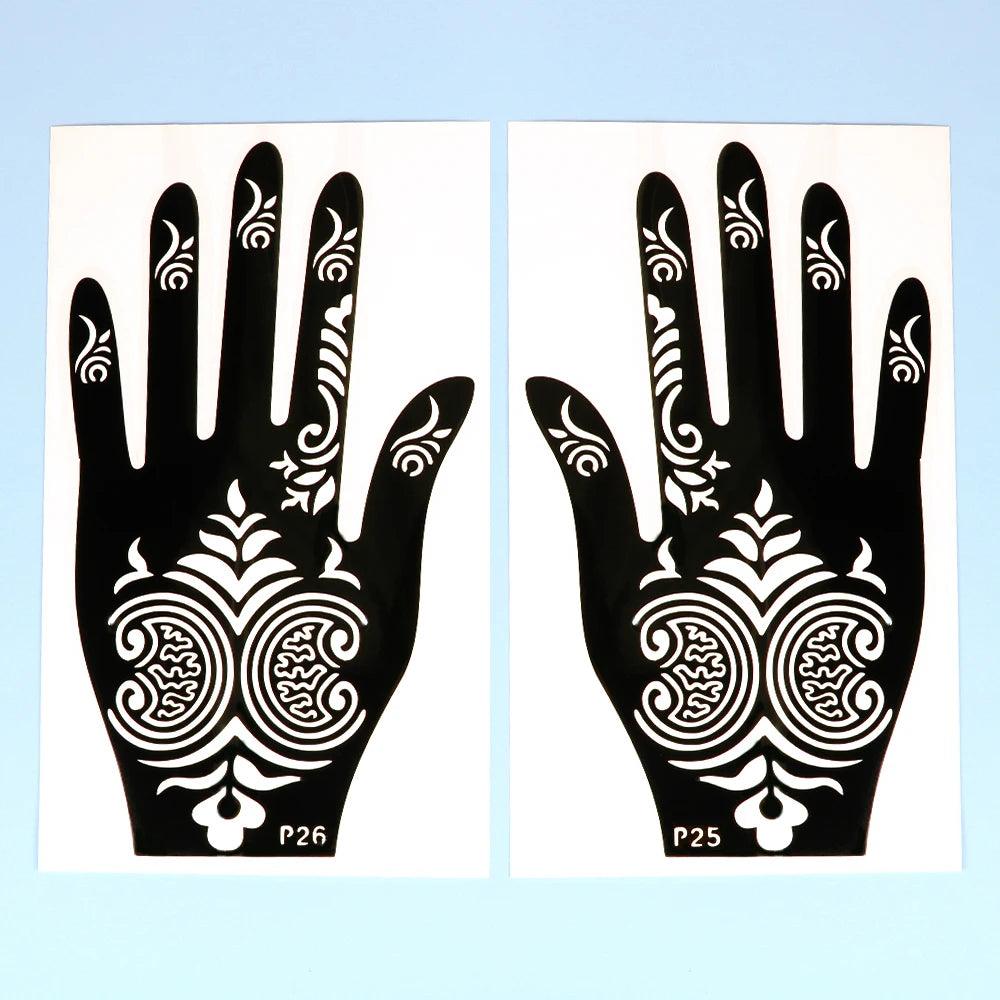 2pcs Henna Tattoo Stencils Templates For Women Temporary Tattoo Indian Fashion Flower Wedding Tattoo Supplies For DIY Body Art