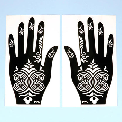 2pcs Henna Tattoo Stencils Templates For Women Temporary Tattoo Indian Fashion Flower Wedding Tattoo Supplies For DIY Body Art