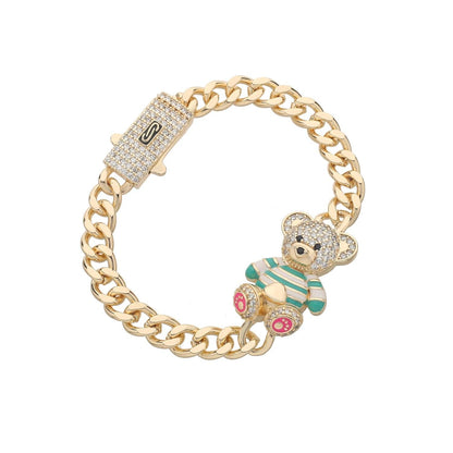 VCT exquisite cloth teddy bear bracelet original zircon copper material bear jewelry gift ring wholesale price for friends