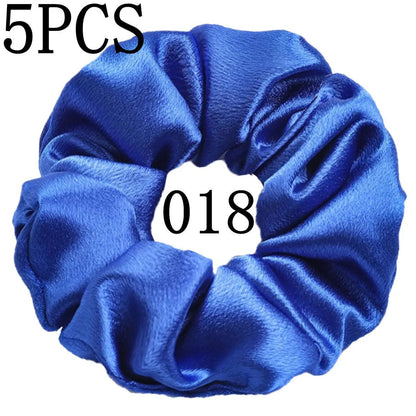 10/5pcs/lot Accessoires Women Girls Silky Satin Hair Scrunchies Solid Elastic Elegant Rubber Band Headwear Holder Scrunchy Black