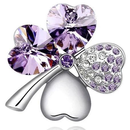 Crystal four leaf clover Brooch romantic fashion jewelry accessories charm girl lover gift summer birthday quality dropshipping