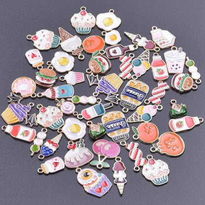 New Kawaii 10PCS/Lot Bulk Random Mix 4 Color Dripping Oil Alloy Pendant Enamel Charms For Jewelry Women DIY Handmade Accessories