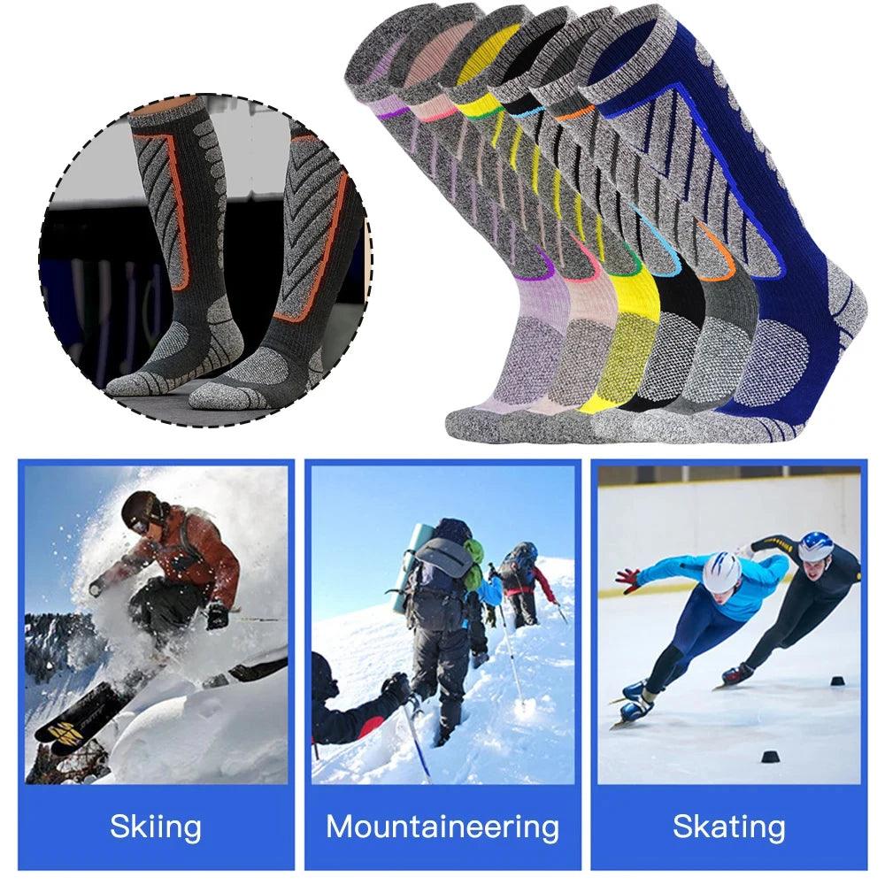 1Pair Ski Socks Merino Wool Thermal Knee High Winter Snowboard Sport Socks Men Women, Hunting