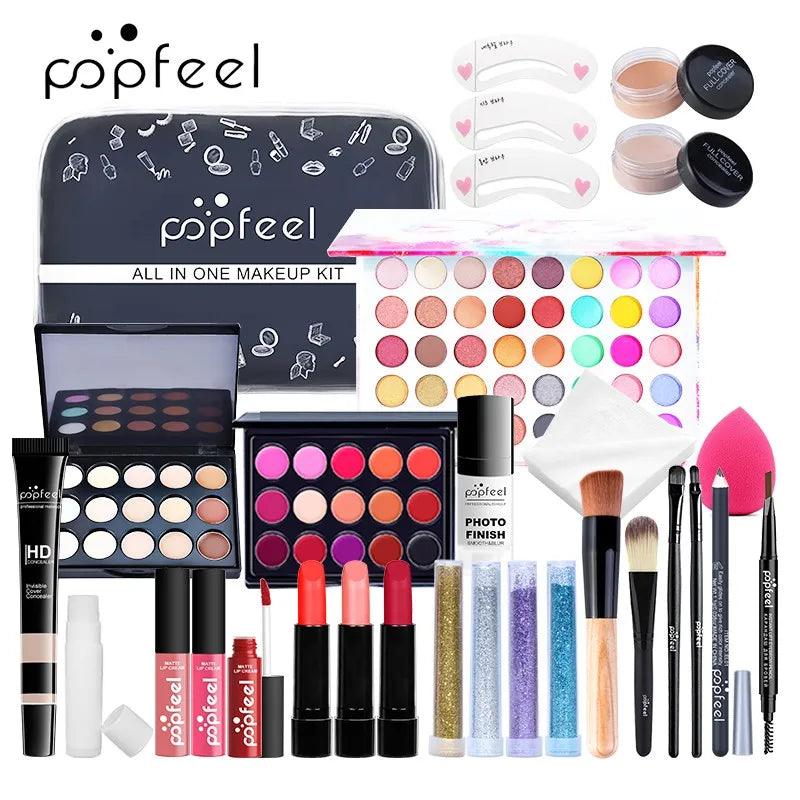 POPFEEL All In One Makeup Kit  for Women Full Kit Set, All in One Makeup Sets Include Eyebrow Eyeliner Eyeshadow