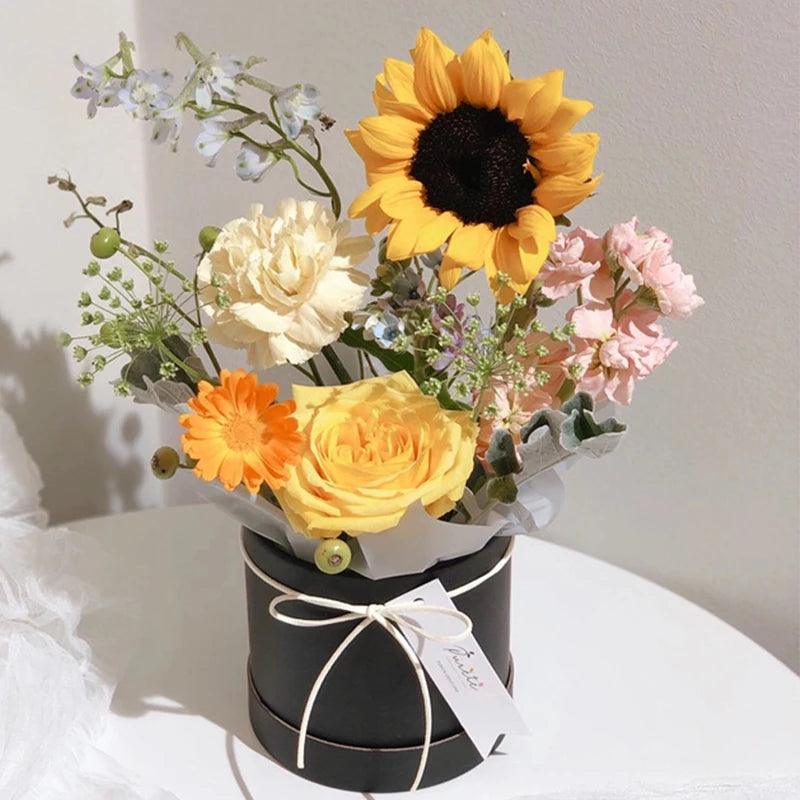 1PC Mini Flower Boxes Portable Round Rose Carnation Bouquet Hug Bucket Wedding Party Florist Flower Gift Packaging Mother's Day