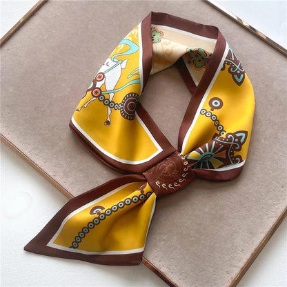 2023 New Luxury Brand Skinny Neckerchief Scarf For Women Satin Silk Ribbons Bandana Ladies Neck Tie Wrist Wrap Shawl Echarpe