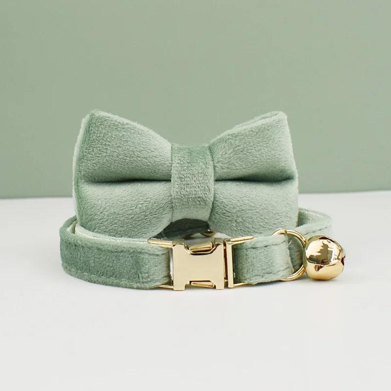 Velvet Cat Collar Bowknot Personalized Collar for cats Cat Supplies cat collar belt with bell and a bow