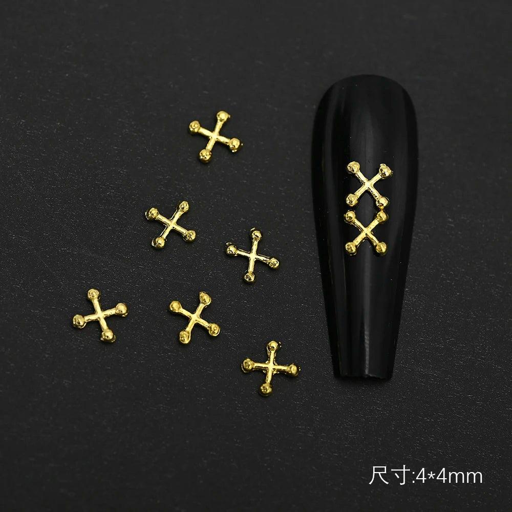 10/20Pcs Classic Full Glitter Rhinestones 3D Cross Nail Charms Luxury Alloy Nail Art Jewelry Manicure Accessories Nail Parts #JE