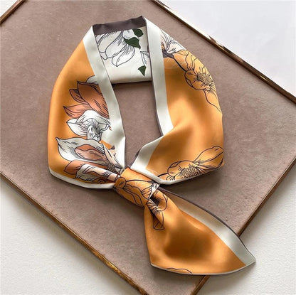 2023 New Luxury Brand Skinny Neckerchief Scarf For Women Satin Silk Ribbons Bandana Ladies Neck Tie Wrist Wrap Shawl Echarpe