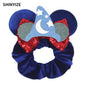 New Chic Disney Mickey Mouse Ears Hair Scrunchies Sequins 4"Bows Elastic Headband Women Velvet Girls DIY Hair Accessories Gift