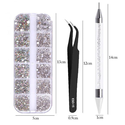 3Pcs/Set Nails Art Accesorios Multi-Size Rhinestones 3D Crystal DIY Decorations Glitter Crystal Rivet Gem 3D Nail Supplies - HighGloss Shop