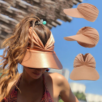 Cap Beach sun hat women big head 56-65 size spring summer new hollow top hat 50+ sun hat girls high elastic outdoor sports hats