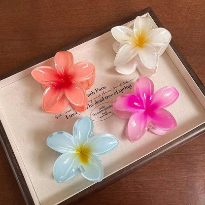 2/4/6pcs Fashion Women Flower Hair Claws Hawaiian Gradient Hair Clips Vacation Beach Style Hairpins Hair Accessories ﻿