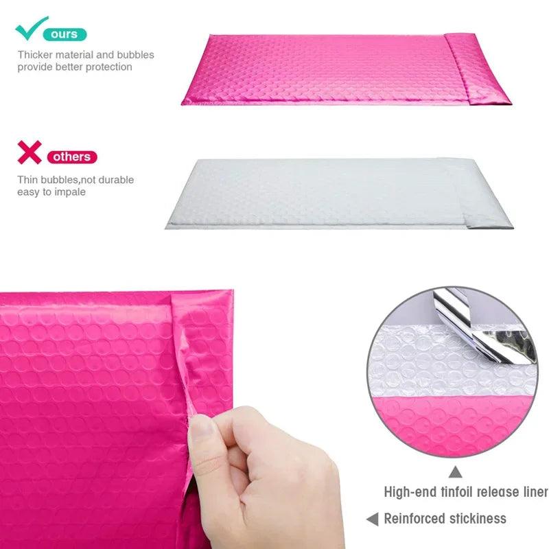 50pcs Shipping Packaging Pink Bubble Mailer Small Business Supplies Mailing Bags Packing Bag Packages Envelope Mailers Office